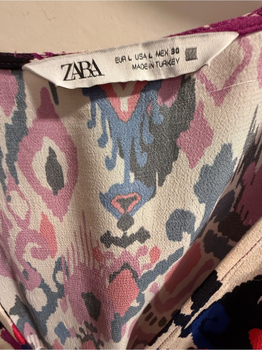 ZARA Multicolored Printed Crossover Dress – Size Large - Picture 6 of 6